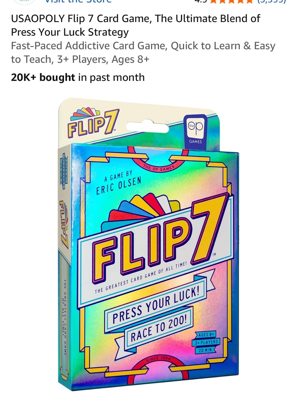 USAOPOLY Flip 7 Card Game, Ages 8+ Brand New